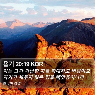 욥기 20:19 KOR Bible Verse Image