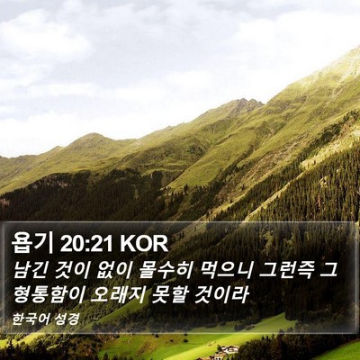 욥기 20:21 KOR Bible Verse Image