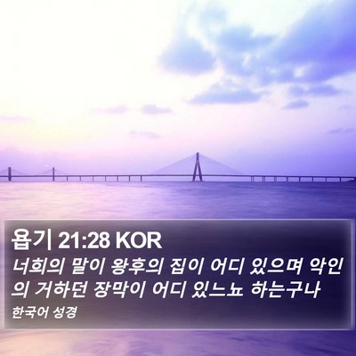 욥기 21:28 KOR Bible Verse Image
