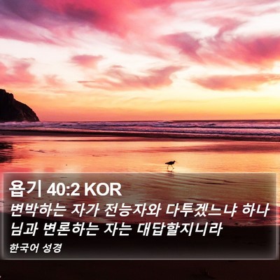 욥기 40:2 KOR Bible Verse Image