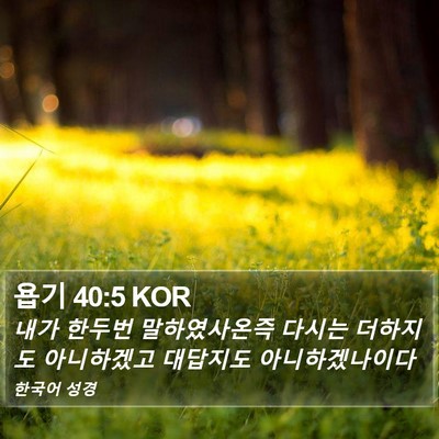 욥기 40:5 KOR Bible Verse Image