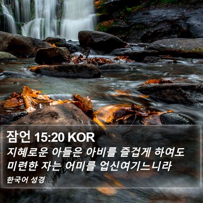 잠언 15:20 KOR Bible Verse Image