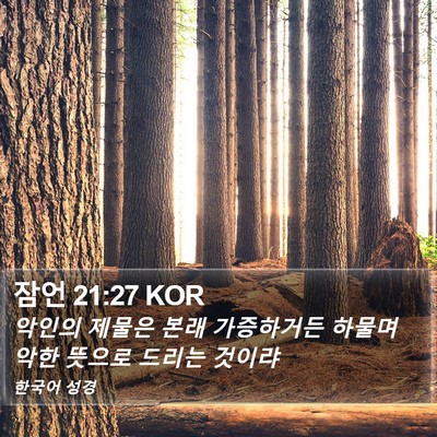 잠언 21:27 KOR Bible Verse Image