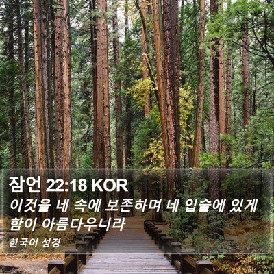 잠언 22:18 KOR Bible Verse Image