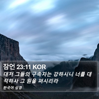 잠언 23:11 KOR Bible Verse Image