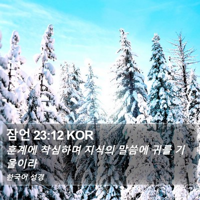 잠언 23:12 KOR Bible Verse Image