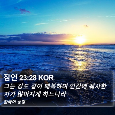 잠언 23:28 KOR Bible Verse Image