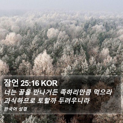 잠언 25:16 KOR Bible Verse Image