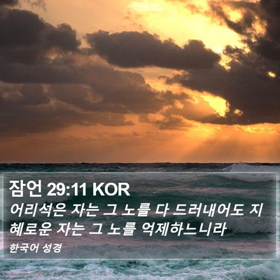 잠언 29:11 KOR Bible Verse Image