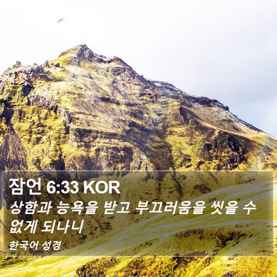잠언 6:33 KOR Bible Verse Image