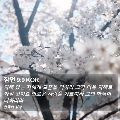 잠언 9:9 KOR Bible Verse Image