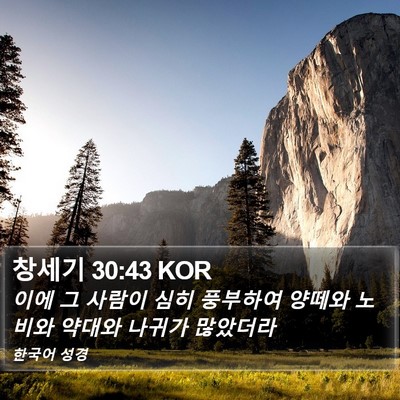 창세기 30:43 KOR Bible Verse Image