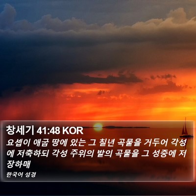 창세기 41:48 KOR Bible Verse Image