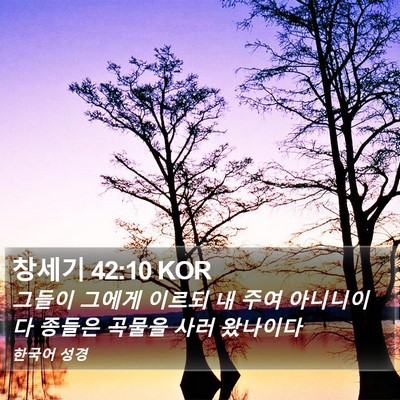 창세기 42:10 KOR Bible Verse Image