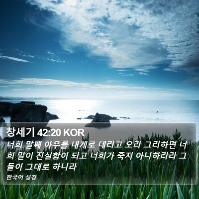 창세기 42:20 KOR Bible Verse Image