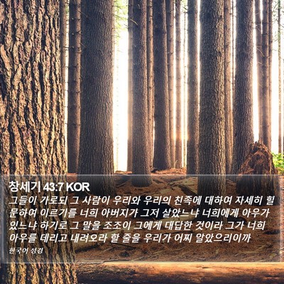 창세기 43:7 KOR Bible Verse Image