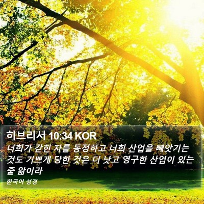 히브리서 10:34 KOR Bible Verse Image