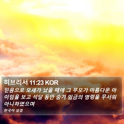 히브리서 11:23 KOR Bible Verse Image