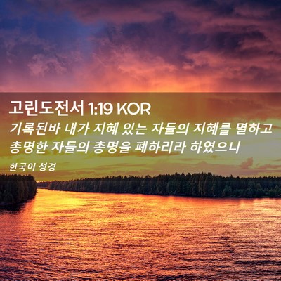 Picture 02 - 고린도전서 1:19 KOR - 기록된바 내가 지혜 있는 자들의 - Bible Verse Picture
