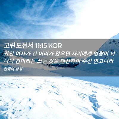 Picture 02 - 고린도전서 11:15 KOR - 만일 여자가 긴 머리가 있으면 - Bible Verse Picture