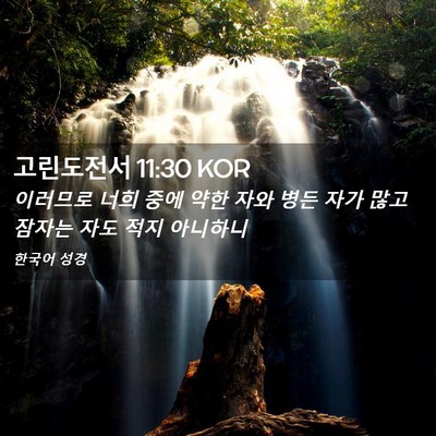 Picture 02 - 고린도전서 11:30 KOR - 이러므로 너희 중에 약한 자와 병든 - Bible Verse Picture