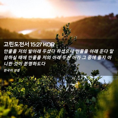 Picture 02 - 고린도전서 15:27 KOR - 만물을 저의 발아래 두셨다 하셨으니 - Bible Verse Picture