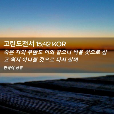 Picture 02 - 고린도전서 15:42 KOR - 죽은 자의 부활도 이와 같으니 썩을 - Bible Verse Picture