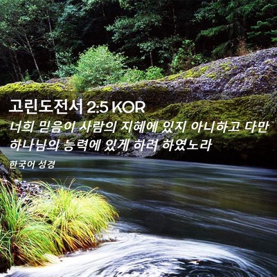 Picture 02 - 고린도전서 2:5 KOR - 너희 믿음이 사람의 지혜에 있지 - Bible Verse Picture
