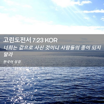 Picture 02 - 고린도전서 7:23 KOR - 너희는 값으로 사신 것이니 사람들의 - Bible Verse Picture