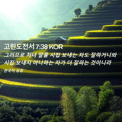 Picture 02 - 고린도전서 7:38 KOR - 그러므로 처녀 딸을 시집 보내는 - Bible Verse Picture