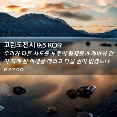 Picture 02 - 고린도전서 9:5 KOR - 우리가 다른 사도들과 주의 형제들과 - Bible Verse Picture