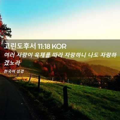Picture 02 - 고린도후서 11:18 KOR - 여러 사람이 육체를 따라 자랑하니 - Bible Verse Picture