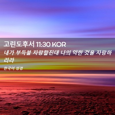Picture 02 - 고린도후서 11:30 KOR - 내가 부득불 자랑할진대 나의 약한 - Bible Verse Picture