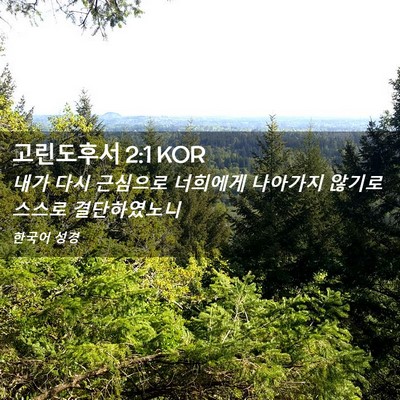 Picture 02 - 고린도후서 2:1 KOR - 내가 다시 근심으로 너희에게 - Bible Verse Picture