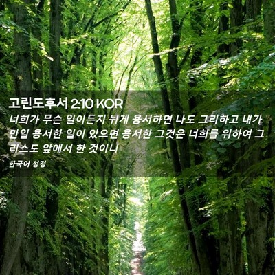 Picture 02 - 고린도후서 2:10 KOR - 너희가 무슨 일이든지 뉘게 용서하면 - Bible Verse Picture