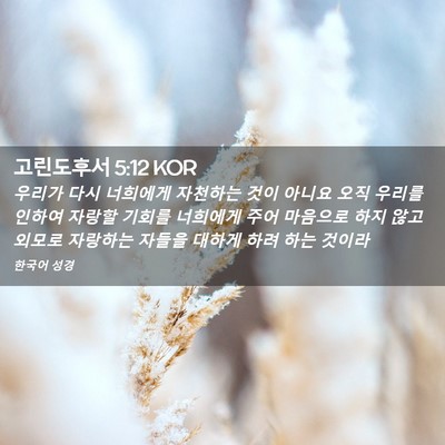 Picture 02 - 고린도후서 5:12 KOR - 우리가 다시 너희에게 자천하는 것이 - Bible Verse Picture