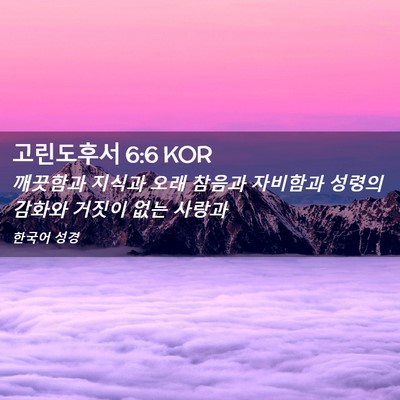 Picture 02 - 고린도후서 6:6 KOR - 깨끗함과 지식과 오래 참음과 - Bible Verse Picture