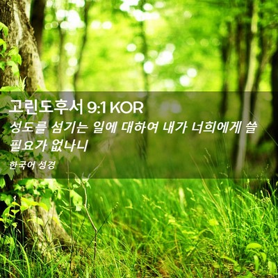 Picture 02 - 고린도후서 9:1 KOR - 성도를 섬기는 일에 대하여 내가 - Bible Verse Picture