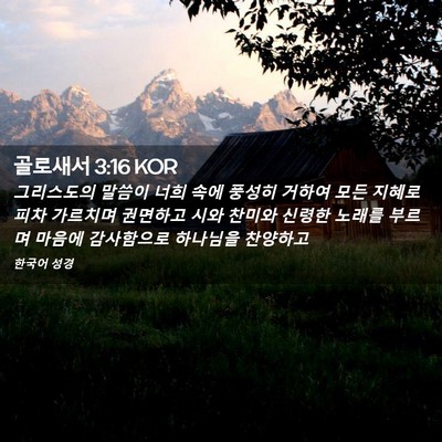 Picture 02 - 골로새서 3:16 KOR - 그리스도의 말씀이 너희 속에 풍성히 - Bible Verse Picture
