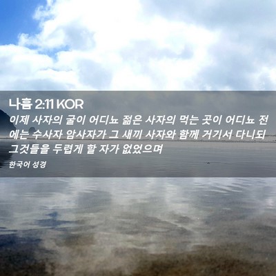 Picture 02 - 나훔 2:11 KOR - 이제 사자의 굴이 어디뇨 젊은 - Bible Verse Picture