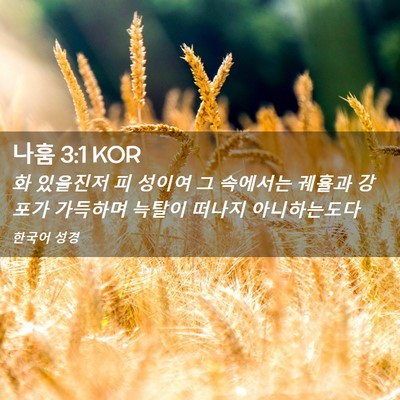Picture 02 - 나훔 3:1 KOR - 화 있을진저 피 성이여 그 속에서는 - Bible Verse Picture
