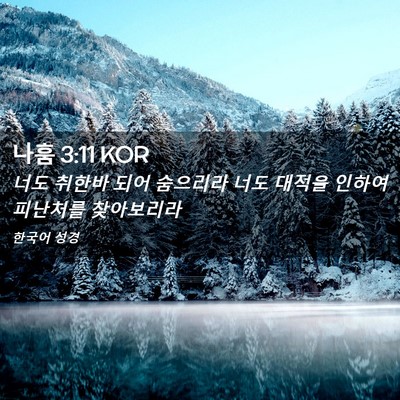 Picture 02 - 나훔 3:11 KOR - 너도 취한바 되어 숨으리라 너도 - Bible Verse Picture