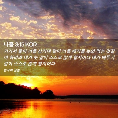 Picture 02 - 나훔 3:15 KOR - 거기서 불이 너를 삼키며 칼이 너를 - Bible Verse Picture