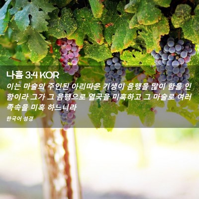 Picture 02 - 나훔 3:4 KOR - 이는 마술의 주인된 아리따운 기생이 - Bible Verse Picture