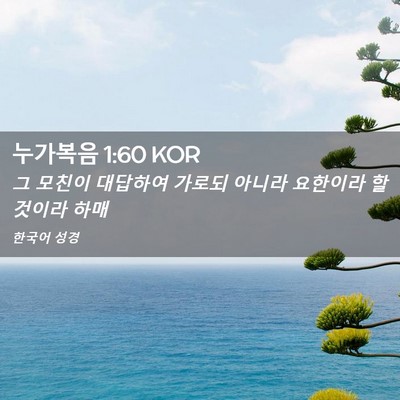 Picture 02 - 누가복음 1:60 KOR - 그 모친이 대답하여 가로되 아니라 - Bible Verse Picture