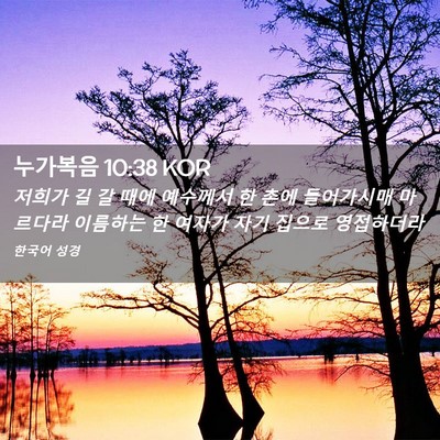 Picture 02 - 누가복음 10:38 KOR - 저희가 길 갈 때에 예수께서 한 촌에 - Bible Verse Picture