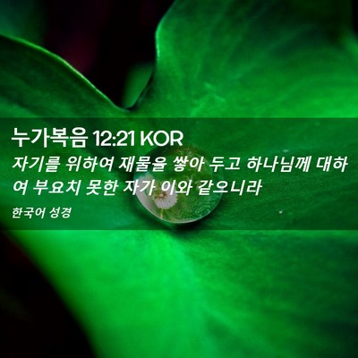 Picture 02 - 누가복음 12:21 KOR - 자기를 위하여 재물을 쌓아 두고 - Bible Verse Picture