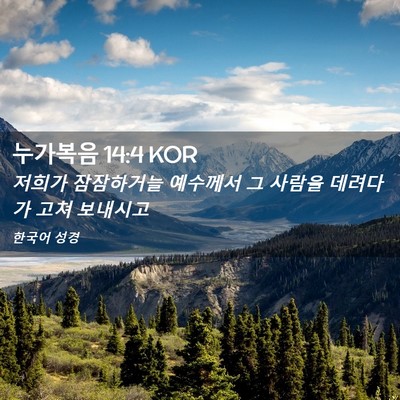 Picture 02 - 누가복음 14:4 KOR - 저희가 잠잠하거늘 예수께서 그 - Bible Verse Picture