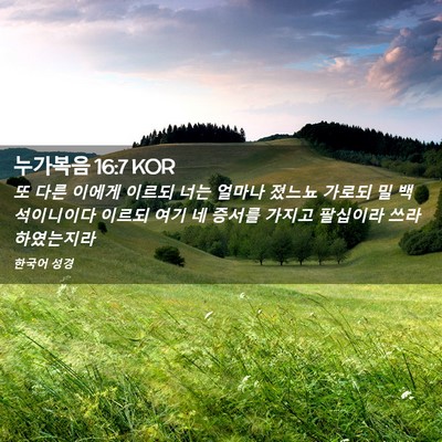 Picture 02 - 누가복음 16:7 KOR - 또 다른 이에게 이르되 너는 얼마나 - Bible Verse Picture