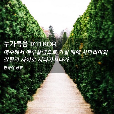 Picture 02 - 누가복음 17:11 KOR - 예수께서 예루살렘으로 가실 때에 - Bible Verse Picture